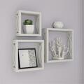 Daphnes Dinnette Floating Shelves-Open Cube Wall Shelf Set with Hidden Brackets - White DA3238857